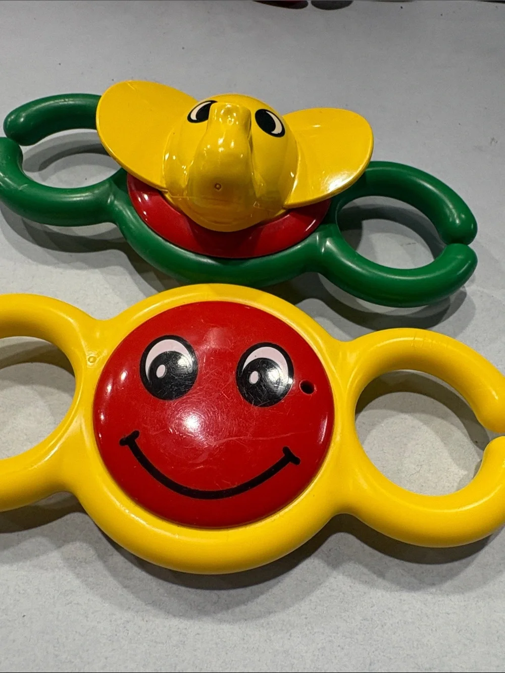 Vintage LEGO Primo red flower  elephant rattle ring 1990s baby